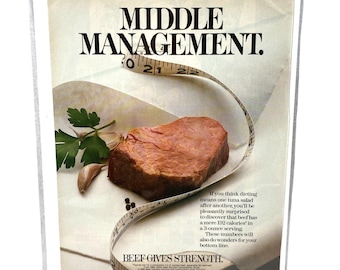 Vintage Print Ad 80's USDA Beef Genuine Magazine Advertisement Ephemera