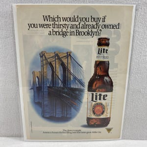Vintage Print Ad 80&#39;s Lite Beer Genuine Magazine Advertisement Ephemera