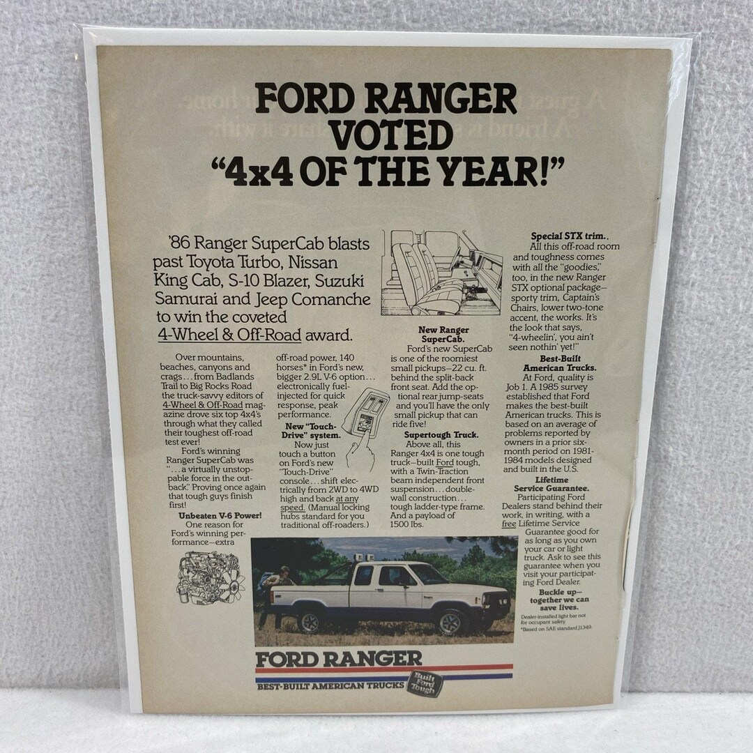 Vintage Print Ad 80's Ford Ranger Truck Genuine Magazine Advertisement ...