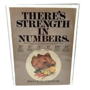 Vintage Print Ad 80&#39;s USDA Beef Genuine Magazine Advertisement Ephemera