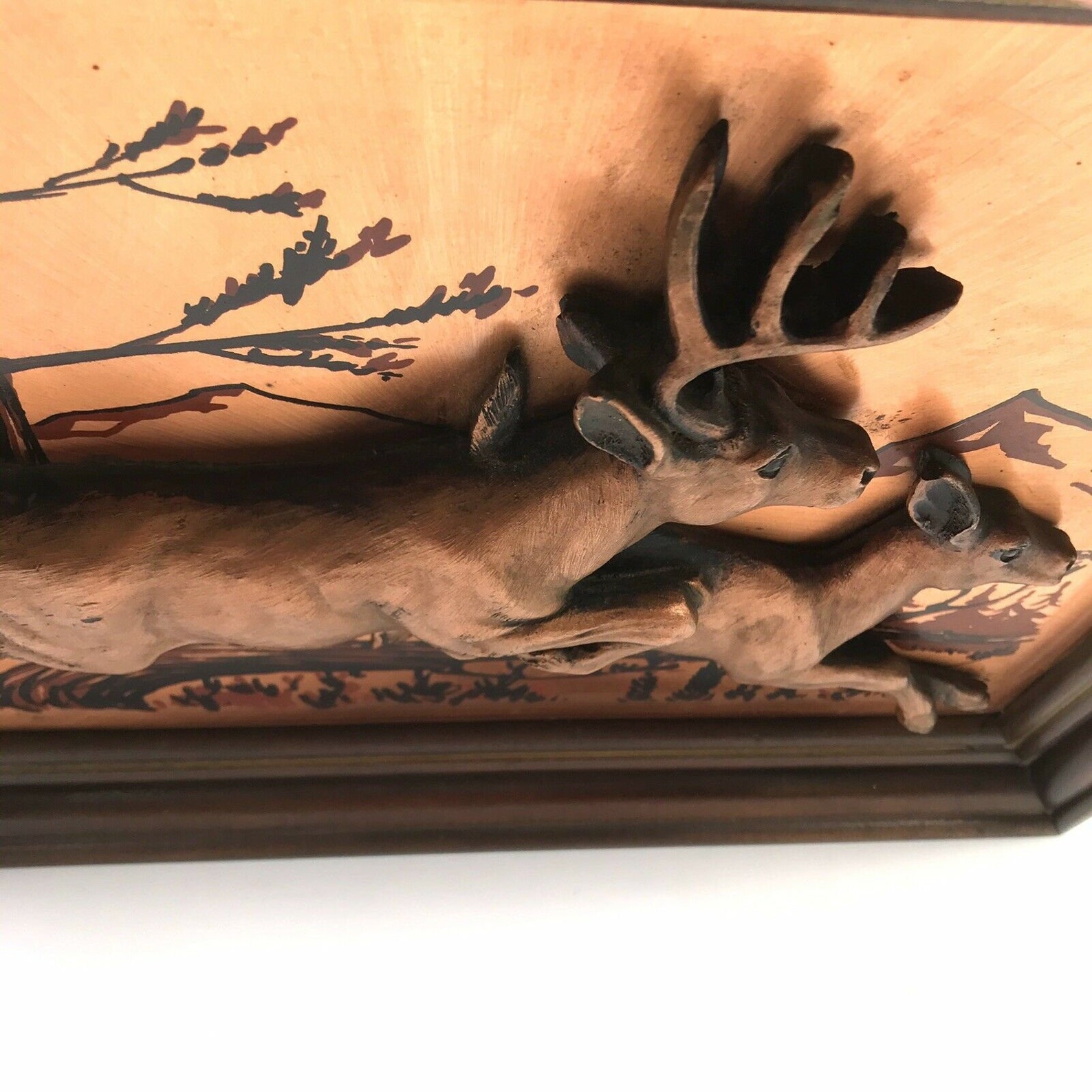 Vintage 3D Copper Color Deer Scene Wood Frame Wall Hanging Etsy
