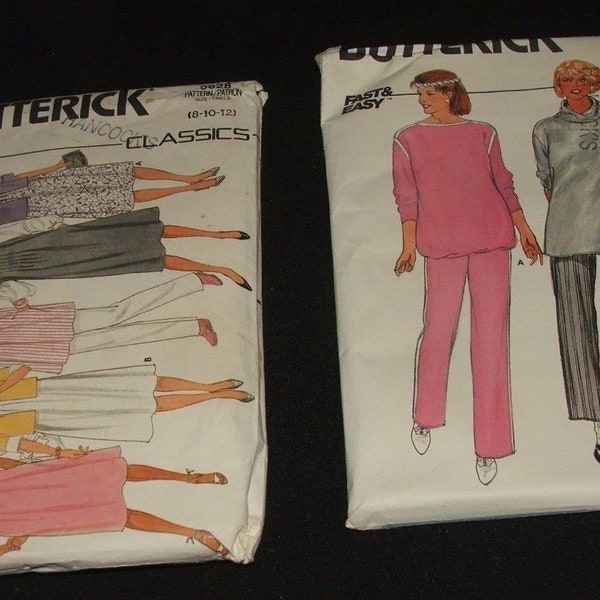 2 Vintage Womens Misses Maternity Patterns Size 8-12 Butterick Sewing 80's