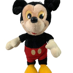 Vintage Disney Mickey Mouse Stuffed Animal Toy Plush Plastic Eyes & Nose image 1