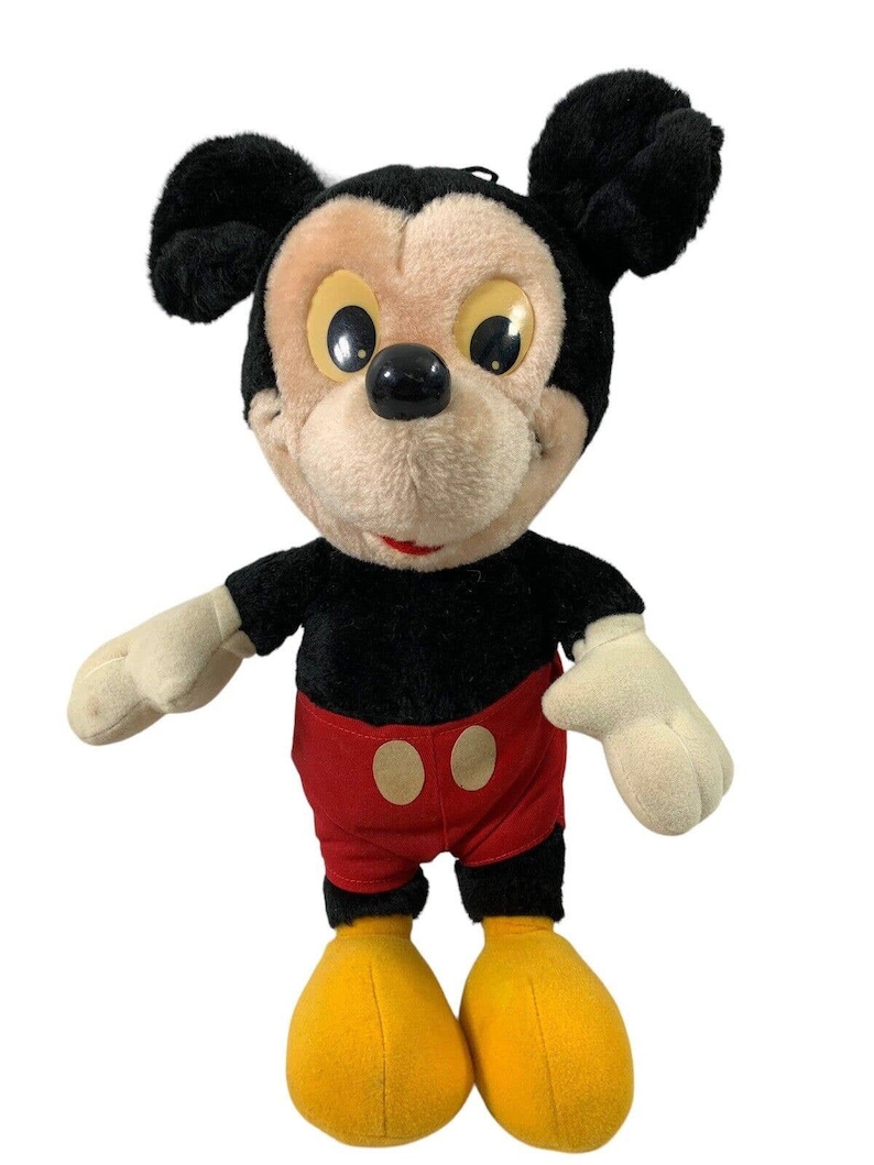 Vintage Disney Mickey Mouse Stuffed Animal Toy Plush Plastic Eyes & Nose image 1