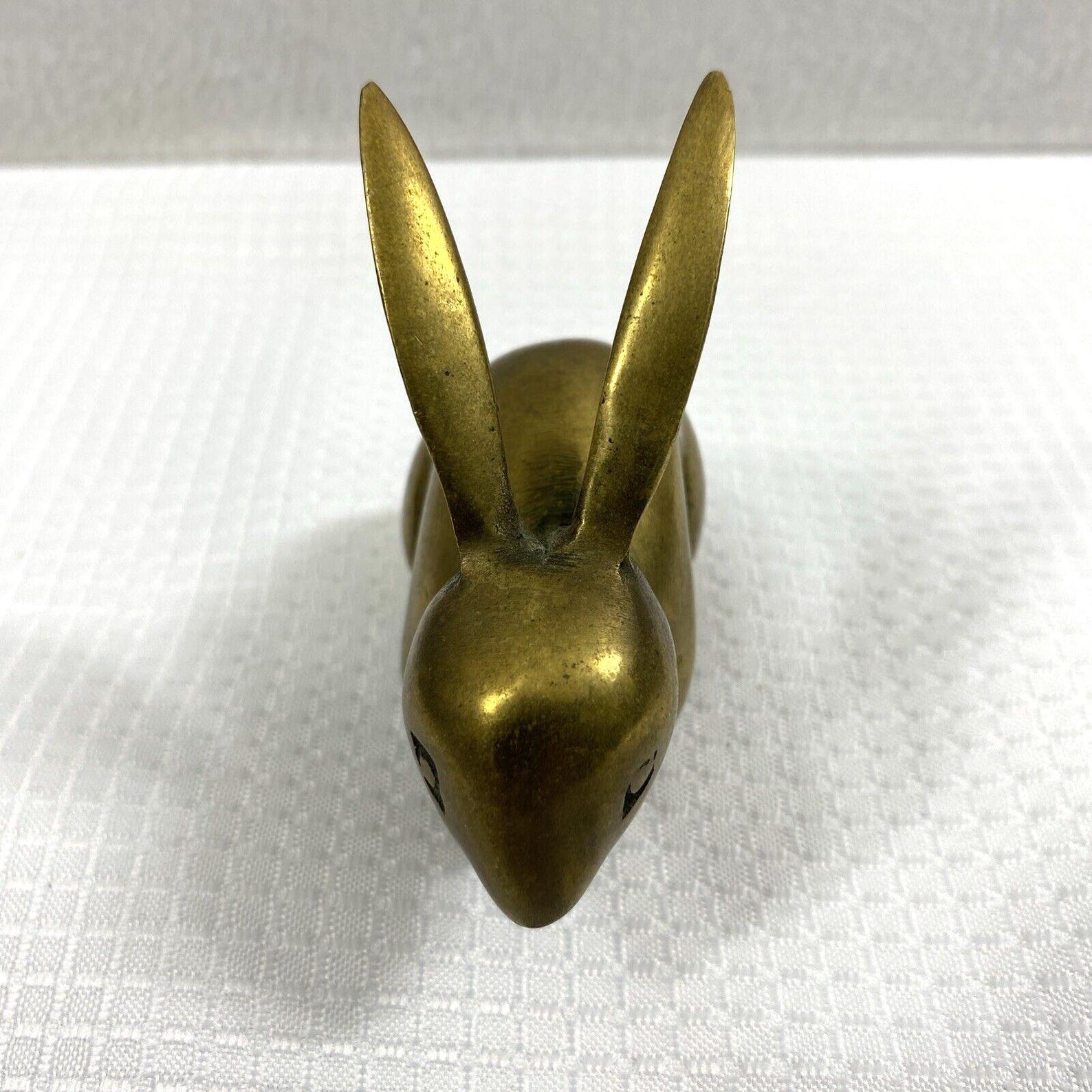 Vintage Brass Bunny Rabbit Figurine Long Ears Made in Korea Home Decor ...