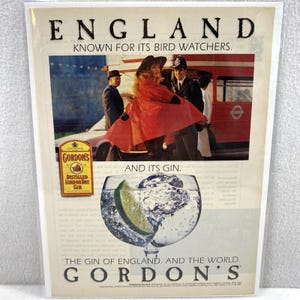 Vintage Print Ad 80&#39;s Gordon&#39;s Dry Gin Genuine Magazine Advertisement Ephemera