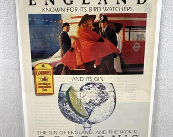 Vintage Print Ad 80's Gordon's Dry Gin Genuine Magazine Advertisement Ephemera