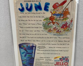 Vintage 1992 Print Ad Berry Blue Jello Genuine Magazine Advertisement Ephemera