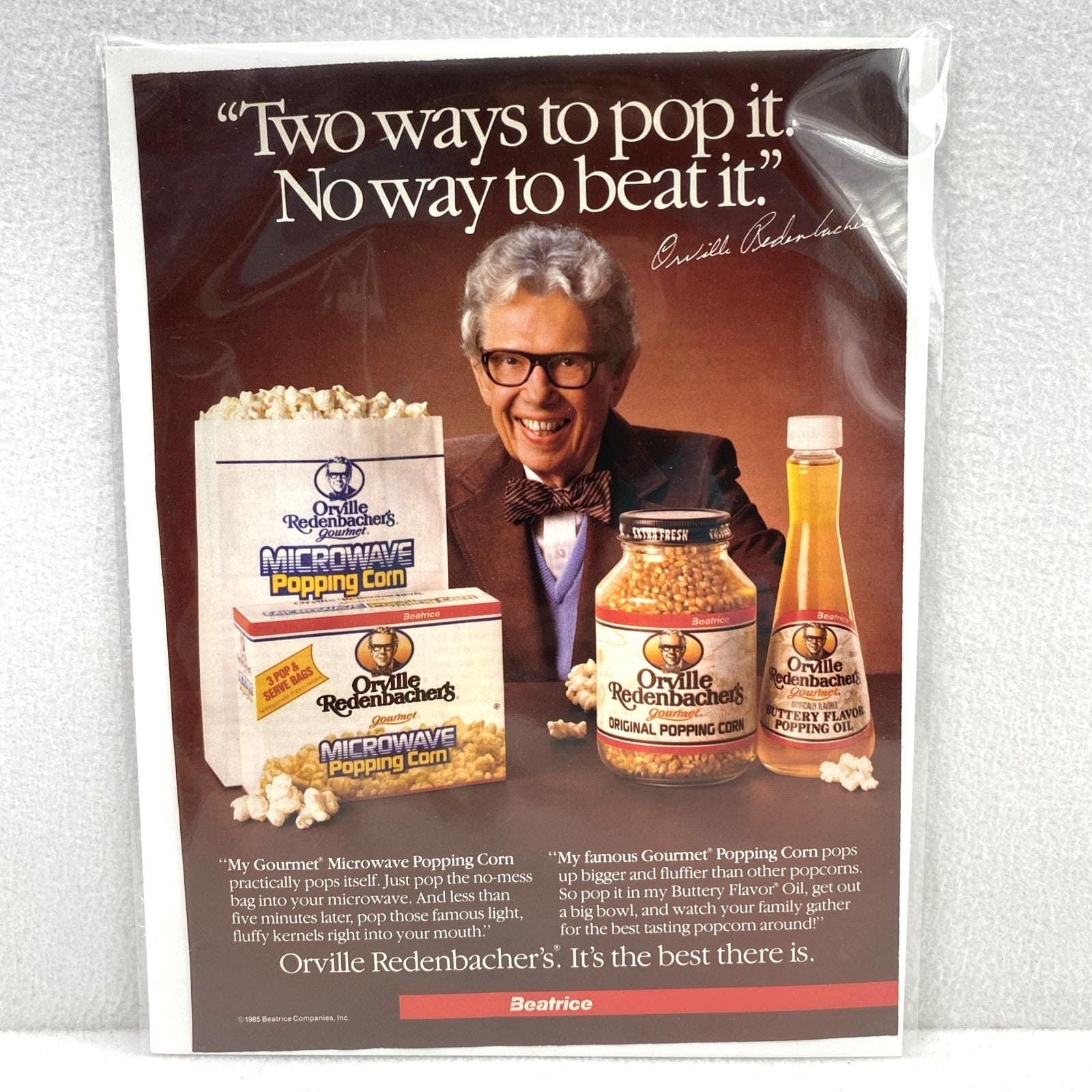 Vtg Print Ad 80's Orville Redenbacher Genuine Magazine Advertisement  Ephemera, image size:1600x1600