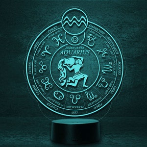 Aquarius Aquarius as zodiac sign Astrology Horoscope, LED light Customizable bedside lamp Zodiac Zodiac sign Esotericism