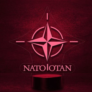 NATO Otan Crest Flag LED Decoration, BW Emblem Logo Badge Lamp, Night Light, Slumber Light Personalized with Name, Gifts image 6