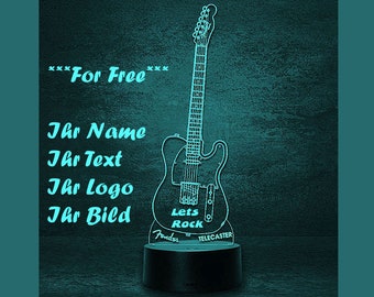 Fender Telecaster miniature guitar LED lamp. Personalized motifs and remote control