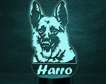 Deutscher Schäferhund Kopf LED Hunde Deko als Lampe