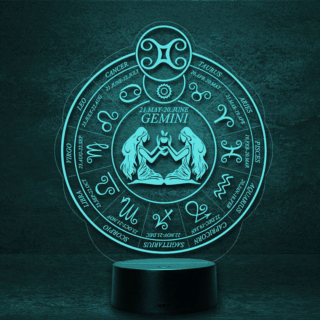 Gemini Gemini as Zodiac Sign Astrology Horoscope, LED Light