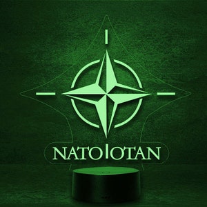 NATO Otan Crest Flag LED Decoration, BW Emblem Logo Badge Lamp, Night Light, Slumber Light Personalized with Name, Gifts image 3