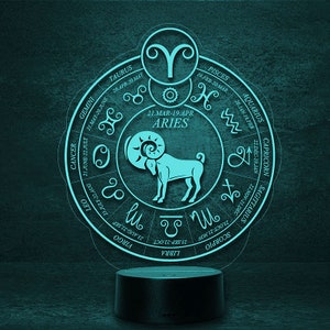 Aries as zodiac sign Astrology Horoscope, LED Light Customizable bedside lamp Zodiac Zodiac sign Esotericism