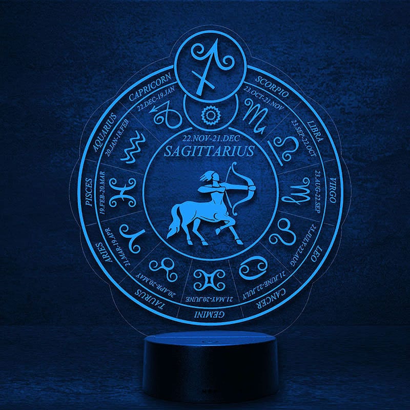Lampe Veilleuse 3D Sagittaire Avec Télécommande - Fabriquée En France - Cadeau Original