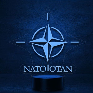 NATO Otan Crest Flag LED Decoration, BW Emblem Logo Badge Lamp, Night Light, Slumber Light Personalized with Name, Gifts image 2