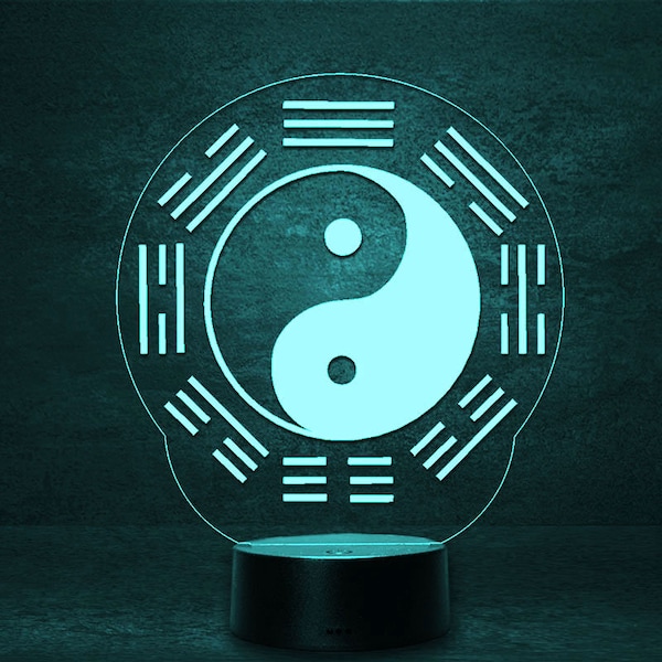 Yin Yang Tao, aufgehende Sonne, Yin-Yang-Symbol, China, LED Licht Individualisierbare Nachttischleuchte, Esoterik, Symbol, Religion