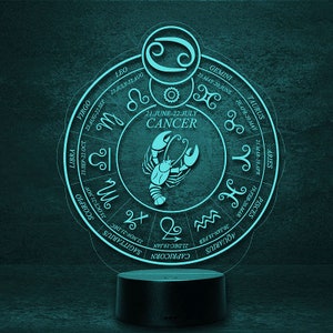 Cancer Cancer as zodiac sign Astrology Horoscope, LED Light Customizable bedside lamp Zodiac Zodiac Zodiac zodiac sign Esotericism