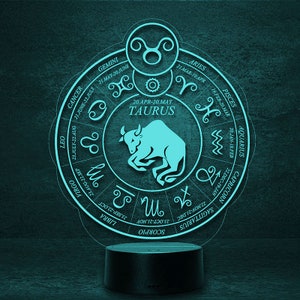 Taurus Taurus as zodiac sign Astrology Horoscope, LED Light Customizable bedside lamp Zodiac Zodiac Zodiac zodiac sign Esotericism