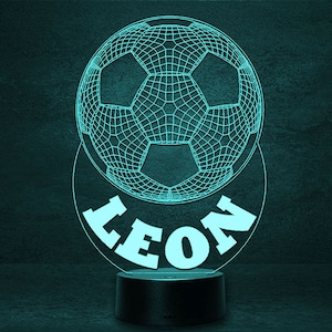 Fußball 3D LED Weltmeister Deko, Spielball als Lampe, Nachtlicht, Schlummerlicht personalisiert mit Namen, Geschenke für Kinder, Erwachsene