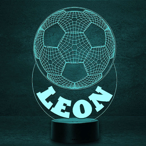 Fußball 3D LED Weltmeister Deko, Spielball als Lampe, Nachtlicht, Schlummerlicht personalisiert mit Namen, Geschenke für Kinder, Erwachsene