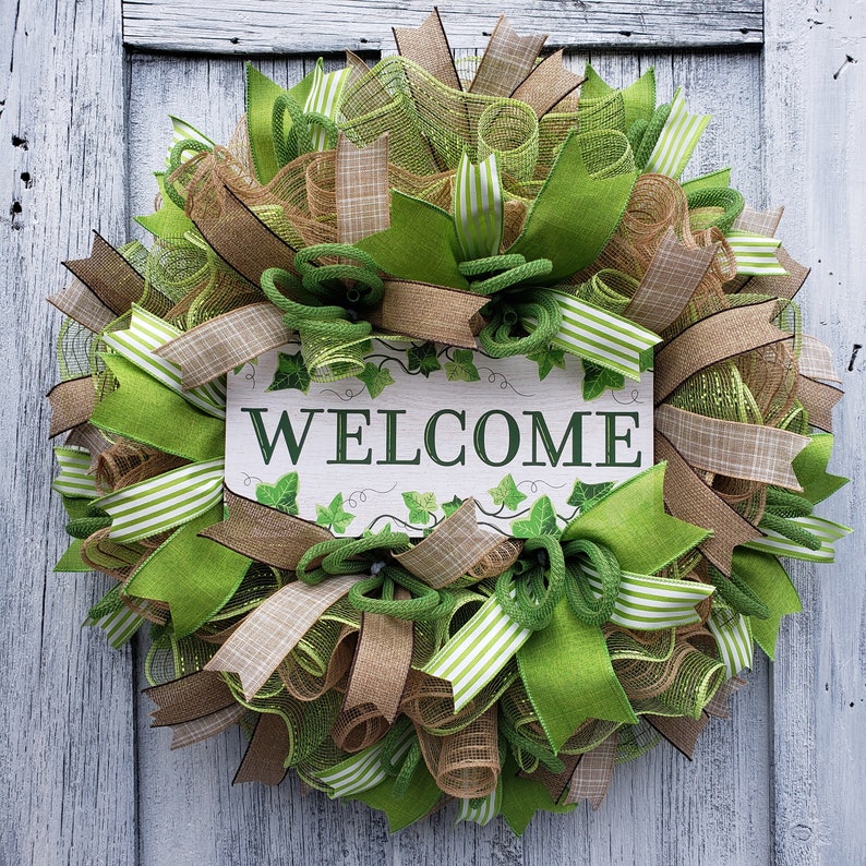 Spring Welcome Wreath, Welcome Wreath for Door, Everyday Welcome Wreath, Farmhouse Welcome Wreath image 1