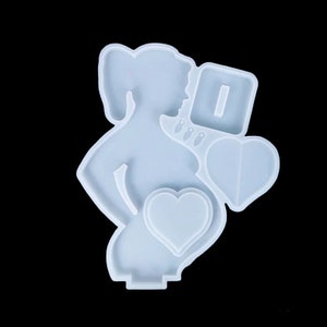 Mother Love Pregnancy Photo Frame Stand Silicone Mold clear image 1