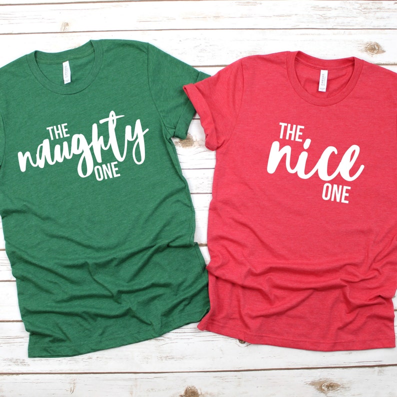 Funny Inappropriate Couples Christmas Shirts the Naughty One  Etsy