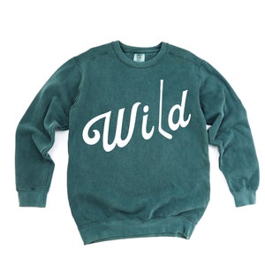WILD Comfy Green Crewneck Hockey Sweatshirt, North, Vintage Look, Game Day Shirt, Game Day Sweatshirt, Gift Idea