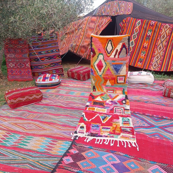 BOHO MOROCCAN RUNNER Rug, Narrow Colorful Wool Runner, Custom Moroccan Berber rug Runner, Boujad Runner Rug. Multicolored runner