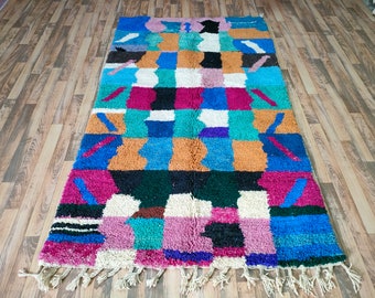 CUSTOM BLUE RUG,Tribal Berber Wool Rug, Handmade Moroccan Rug, Abstract Area Rug, Royal Blue Rug, Plain Rug, Abstract Rug For House Wool Rug