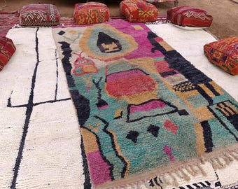 Custom Abstract Moroccan Rug – Personalized Artistic Wool Carpet, Modern Boho Decor