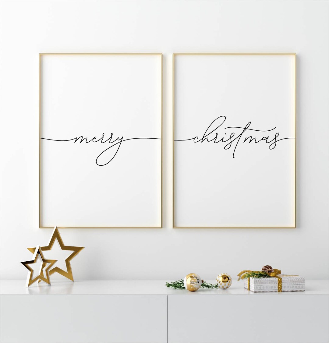 Merry Christmas Printable Sign, Christmas Set of 2 Prints, Merry ...