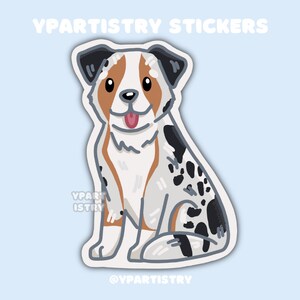 Australian Shepherd Dog Sticker | Die Cut Vinyl, Water Resistant Sticker, Water Bottle, Laptop, Journal, Phone, Dog Owner Gift | YPArtistry