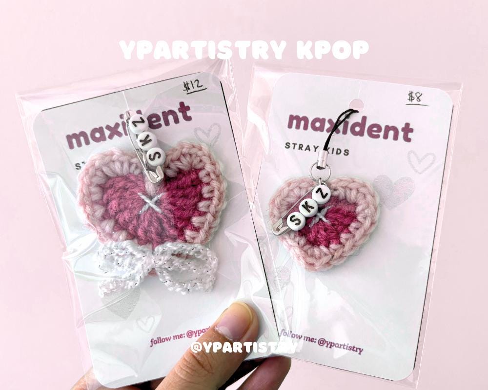SKZ Maxident Crochet Heart Keychain & Phone Charm | Maxident Album