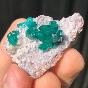 4.8cm Dioptase Crystals on Calcite Matrix from Tsumeb Mine, Namibia