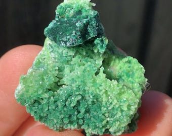 3.3cm Quartz on Arsentsumebite after Mimetite and Malachite after Azurite from Tsumeb Mine, Namibia