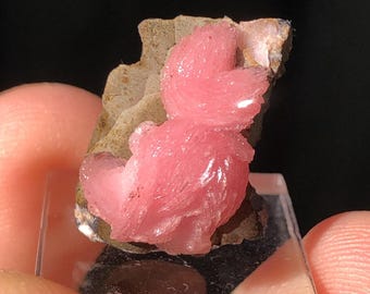 1.8cm Rhodochrosite Crystal on Matrix Thumbnail N&#39;Chwaning Mines, South Africa