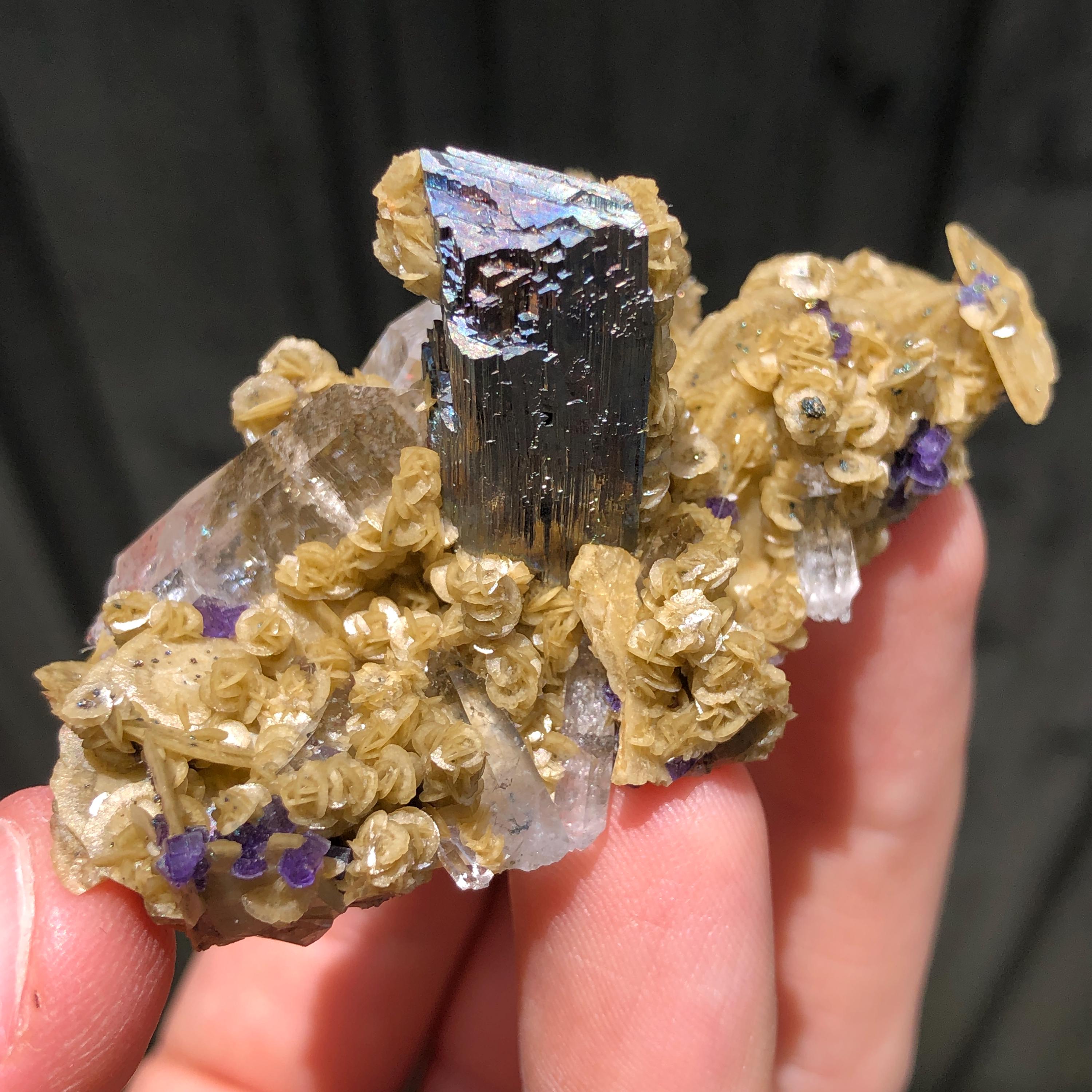 ポルトガル、パナスケイラ鉱山産、7.1 cm の虹色に輝く硫砒鉄鉱、菱 