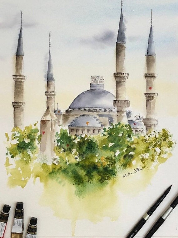 Istanbul Turkey Original Watercolor Etsy Istanbul Turkey Original Watercolor Etsy
