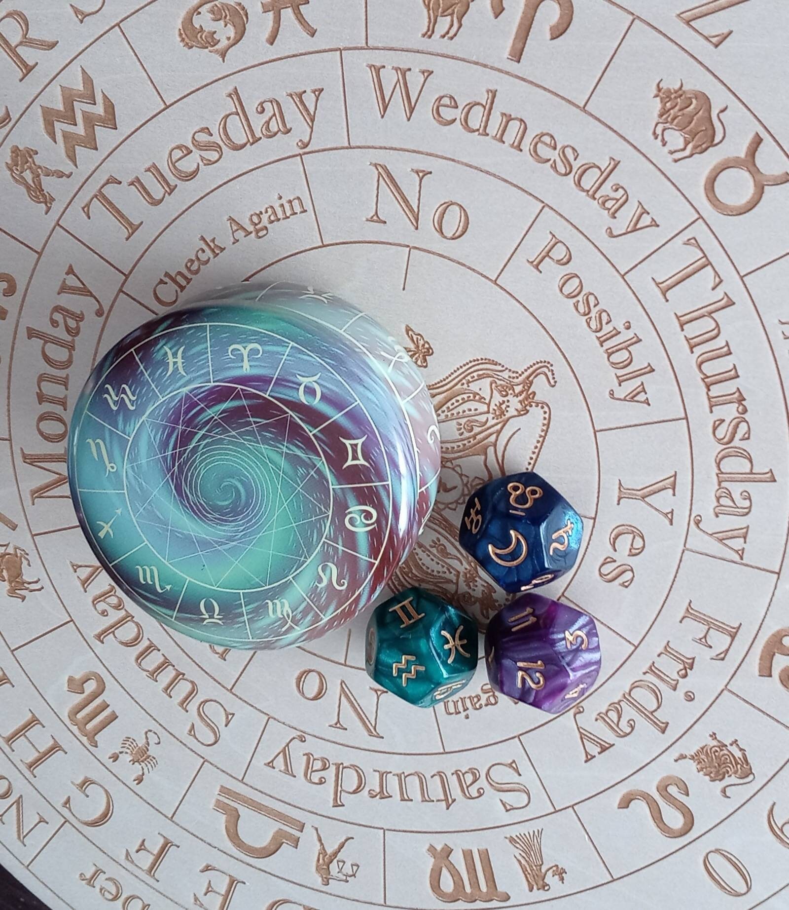 Astrology Dice Zodiac Astro With Zodiac Tin Divination Yule Gift ...