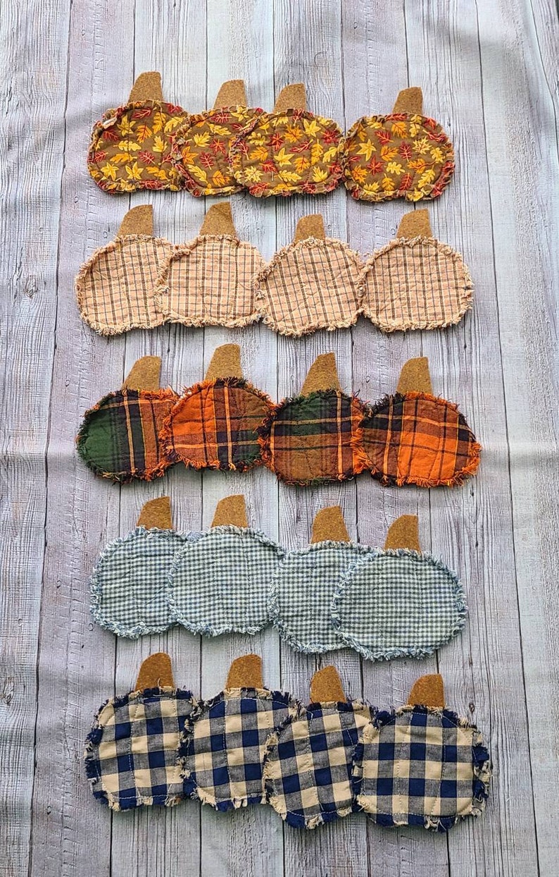 Fall Rag Mug Rug Coasters Set of 4 Quilted Cotton Coasters Autumn