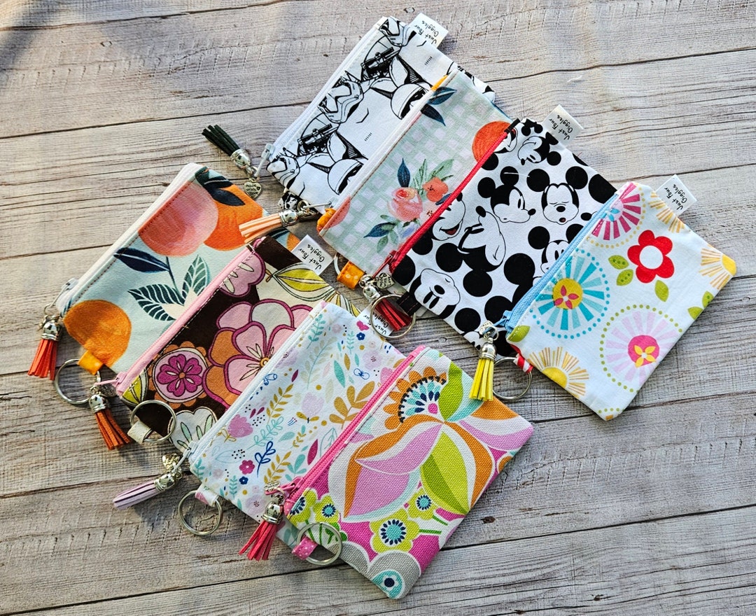 Zippered Keychain Coin Pouch ~ Cotton Fabric ~ Coin Purse Handmade Coin ...