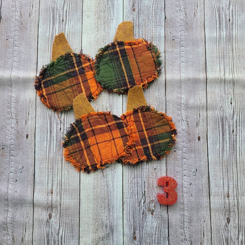 Fall Rag Mug Rug Coasters Set of 4 Quilted Cotton Coasters Autumn