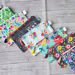 Zipper Pouch ~ Fabric Zippered Bag ~ Pouch With Tassel and Charm ~ Cotton Fabric Bag Fully Lined ~ Fabric Coin ~ Storage Bag