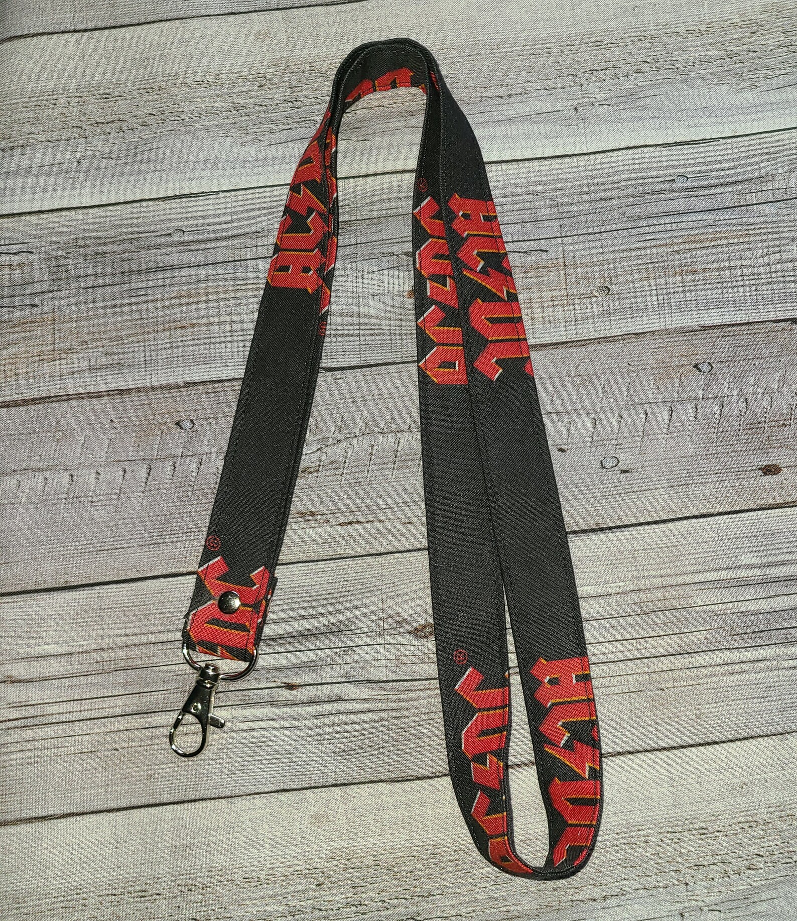 Rock Band Fabric Lanyard Black with Red Fabric Keychain Etsy.de