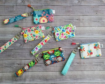 Keyfob Keychain ~ Zippered Coin Pouch ~ Buy together or Separate Your Choice ~ Cotton Fabric ~ Coin Purse Handmade Coin/Card Purse Wallet
