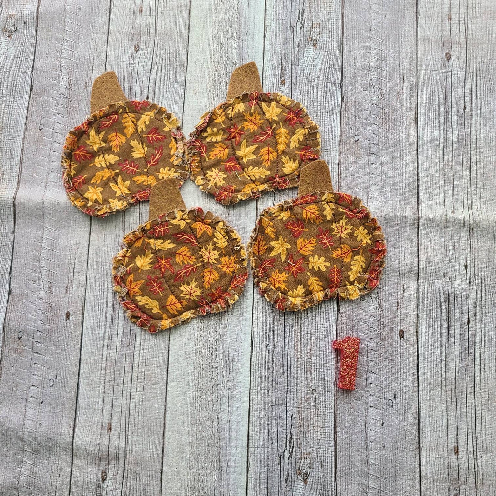 Fall Rag Mug Rug Coasters Set of 4 Quilted Cotton Coasters Autumn